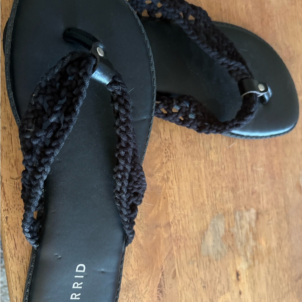 Torrid size 9.5 Black crochet Strap Sandals